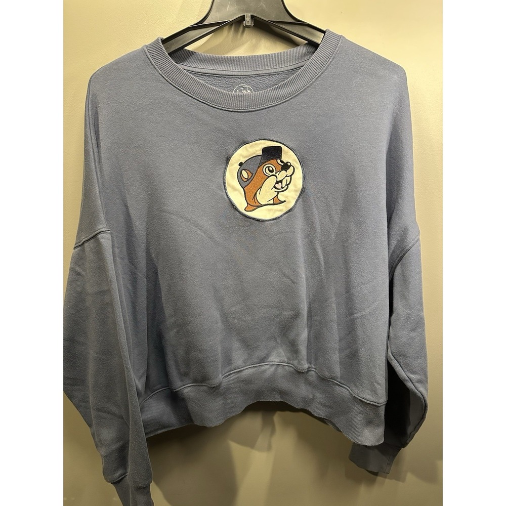 Buc-ee's Sweatshirt 2XL Blue Beaver Logo Crewneck Pullover Cozy Crop Bucees